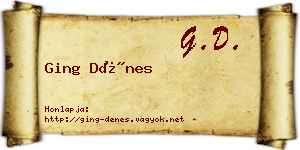Ging Dénes névjegykártya